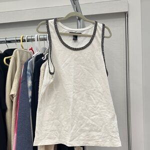 Forever 21 White Tank with Black Trim